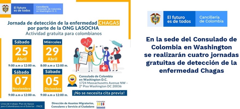 En la sede del Consulado de Colombia en Washington se realizarán cuatro  jornadas gratuitas de detección de la enfermedad 