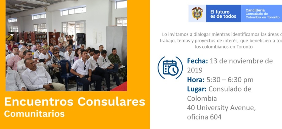 Encuentro Consular Comunitario el 13 de noviembre en la sede del Consulado del Colombia 