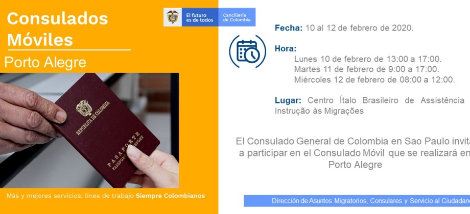 Entre el lunes 10 y el miércoles 12 de febrero se realizará la primera jornada del año de Consulado en Porto Alegre