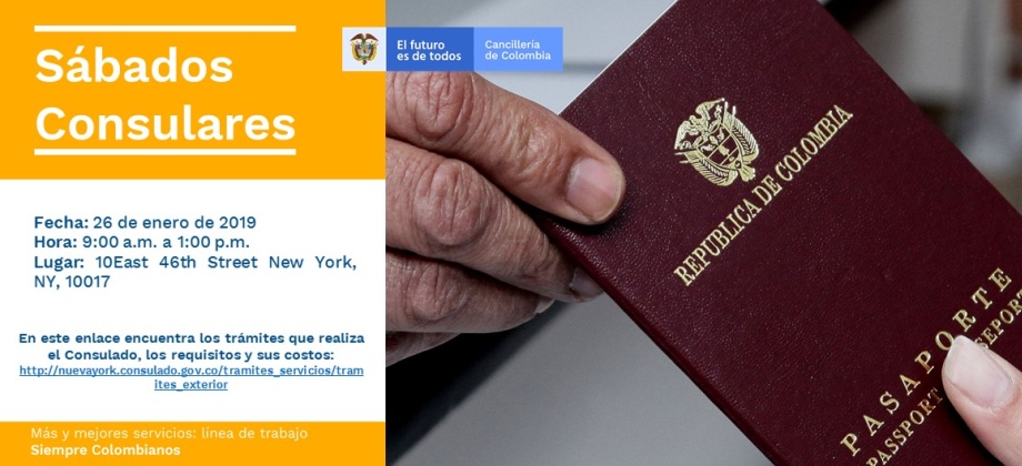 Este 26 de enero el Consulado en Nueva York tendrá su primer Sábado Consular 