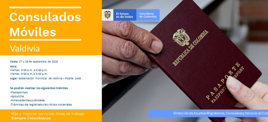 Este 27 y 28 de septiembre se realiza la jornada de Consulado Móvil en Valdivia