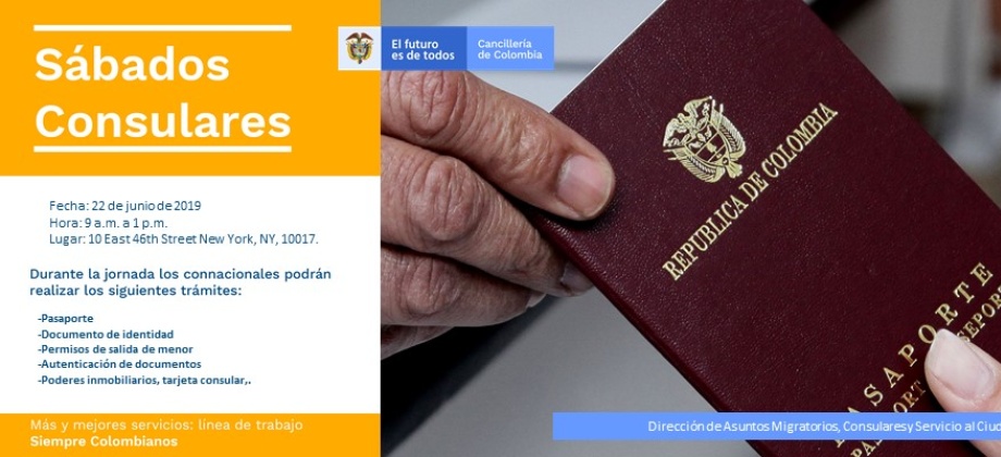 Este sábado el Consulado en Nueva York tendrá atención al público. Acérquese a la sede consular 