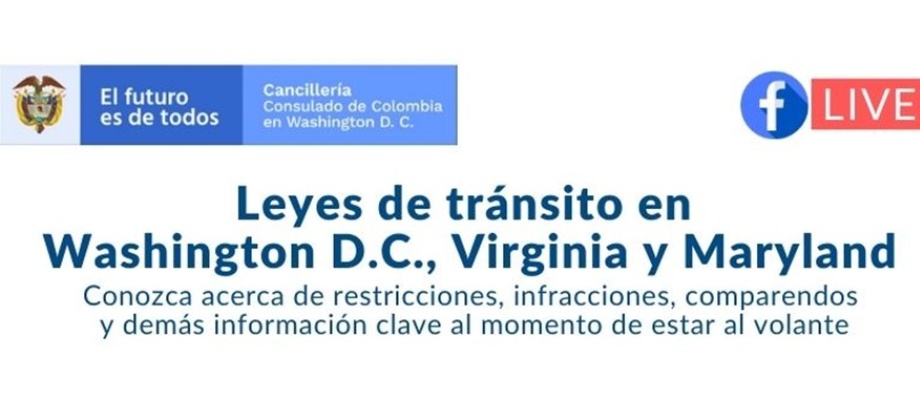 Facebook Live "Leyes de tránsito en Washington D.C., Virginia y Maryland" este 8 de abril