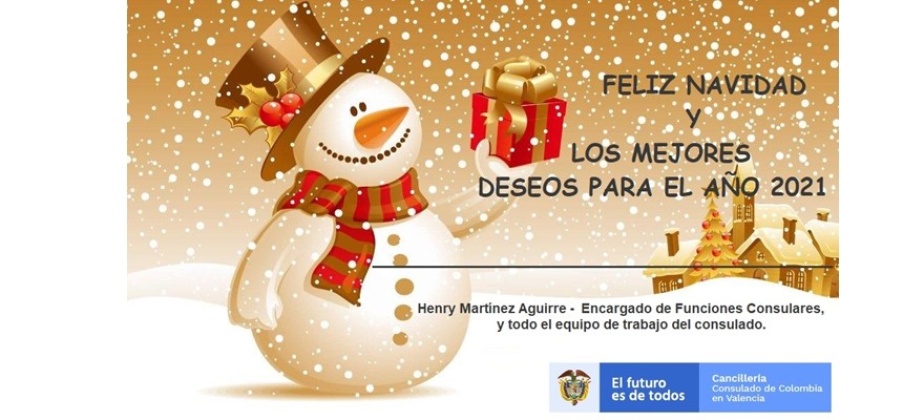 Feliz Navidad y los mejores deseos para el año 2021 del Consulado de Colombia 