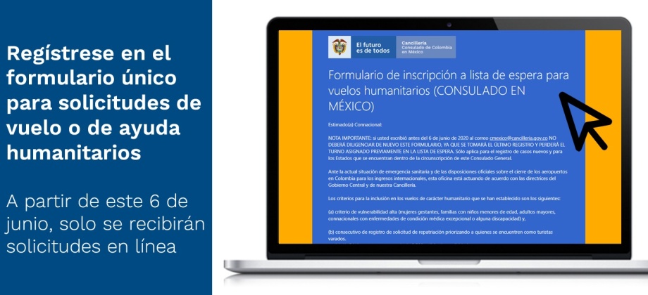Regístrese en el formulario único para solicitudes de vuelos o ayuda humanitaria en 2020