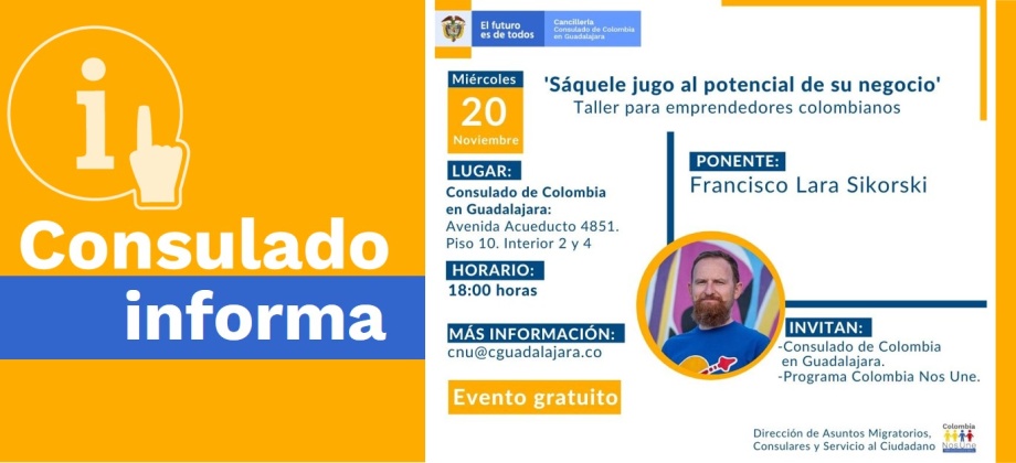 Economía Naranja para emprendedores colombianos en el Consulado de Colombia en Guadalajara