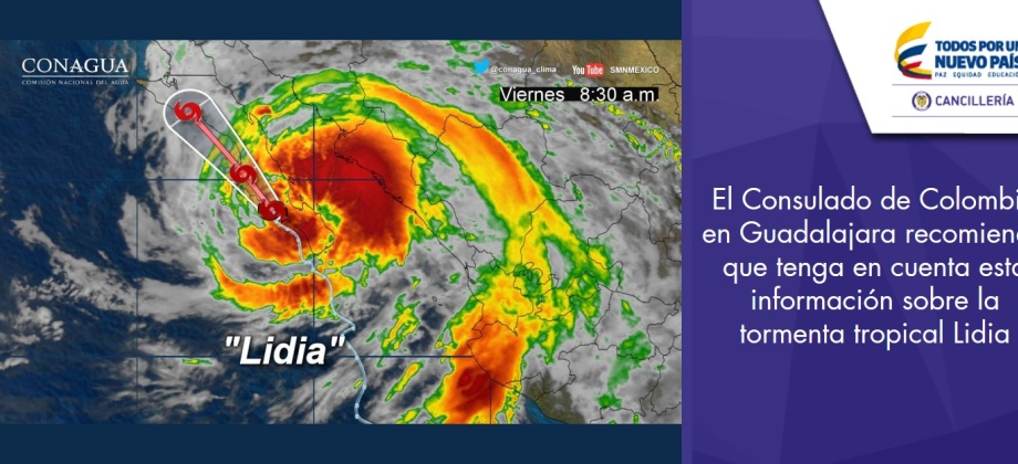 El Consulado de Colombia en Guadalajara recomienda que tenga en cuenta esta información sobre la tormenta tropical Lidia