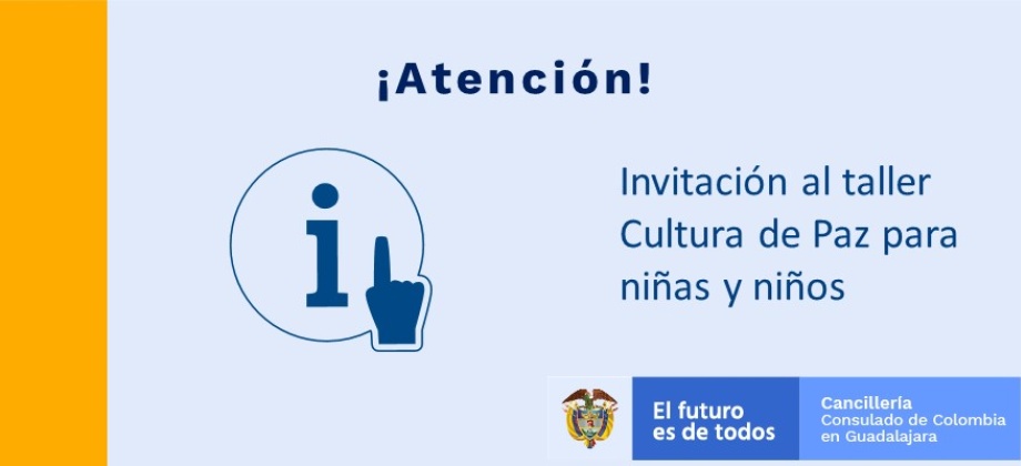 Invitación al taller Cultura de Paz para niñas y niños