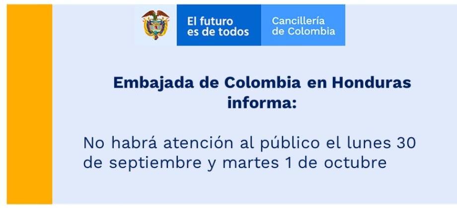 No habrá atención al público el lunes 30 de septiembre y martes 1 de octubre