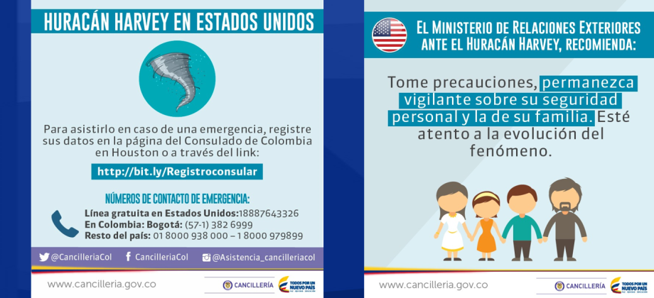 Recomendaciones para connacionales que puedan resultar afectados por el paso del huracán Harvey