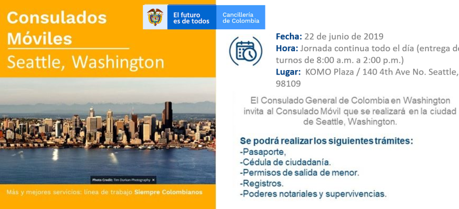 Consulado Móvil en Seattle, Washington, el sábado 22 de junio del 2019