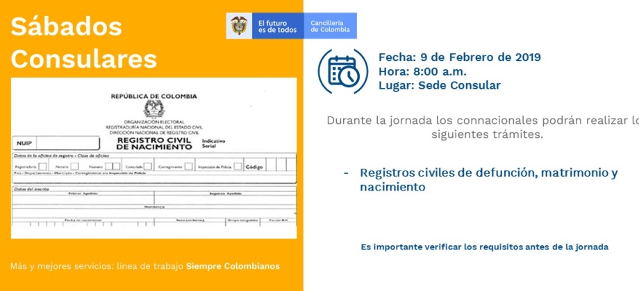 El Consulado de Colombia en Valencia, Venezuela realizará el 9 de febrero el Sábado Consular 
