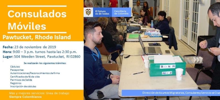 Jornada de Consulado Móvil en Pawtucket, Rhode Island el 23 de noviembre