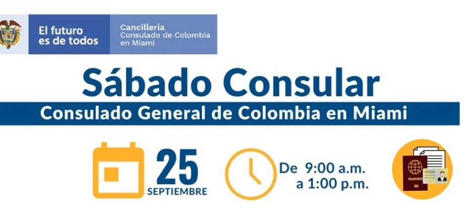 Jornada de Sábado Consular este 25 de septiembre en el Consulado de Colombia 