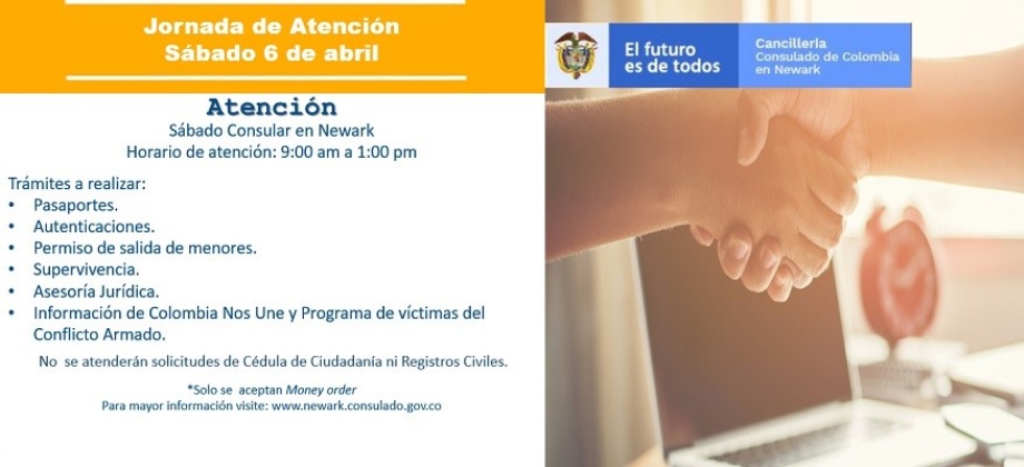 Jornada del Sábado Consular el 6 de abril en la sede del Consulado de Colombia 