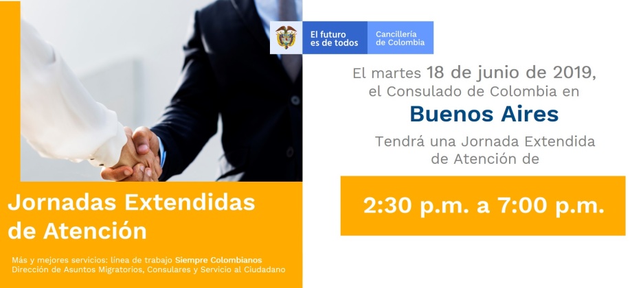 Consulado de Colombia en Buenos Aires realizará una Jornada de Atención Extendida el 18 de junio de 2019