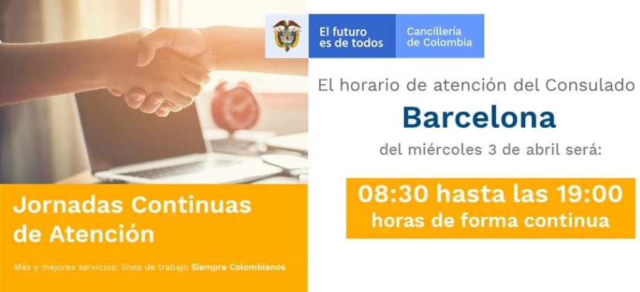 Jornada Extendida de Atención en el Consulado de Colombia en Barcelona el 3 de abril de 2019