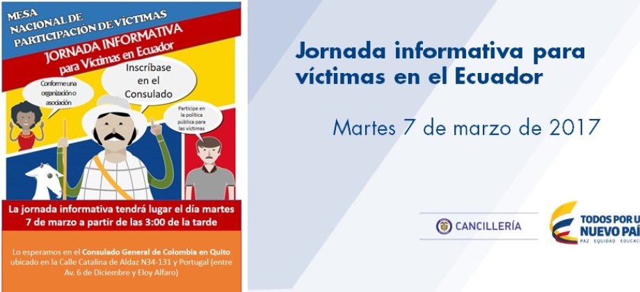 Jornada informativa para víctimas en el Consulado de Colombia en Quito el 7 de marzo 