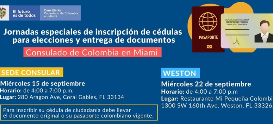 Jornadas Especiales de Inscripción de Cédulas para Elecciones y Entrega de Documentos en el Consulado de Colombia 