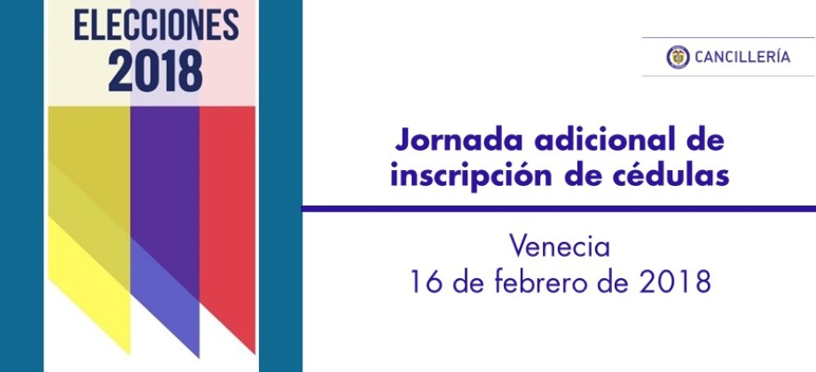 Jornada adicional de inscripción de cédulas en Venecia 16 de febrero de 2018.