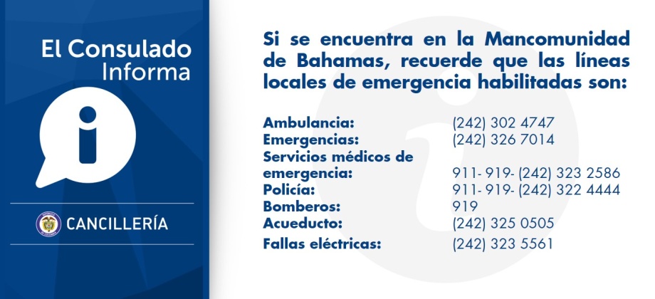 Recuerde las líneas locales de emergencia en la Mancomunidad de Bahamas
