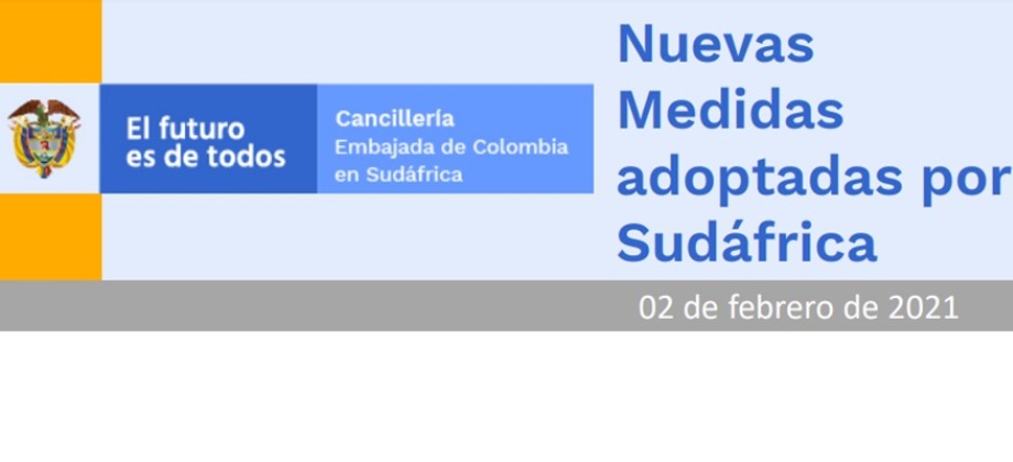 La Embajada de Colombia publica las Nuevas medidas adoptadas por Sudáfrica 
