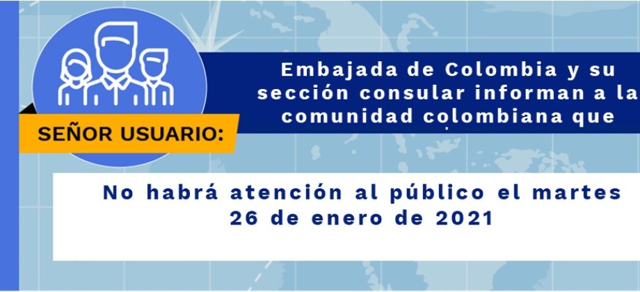 La Embajada de Colombia y su sección consular en la India no tendrán atención al público el 26 de enero 