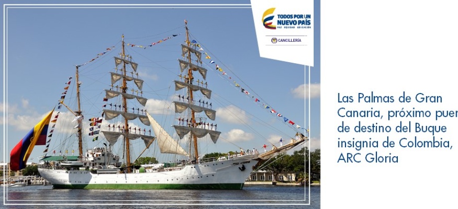 Las Palmas de Gran Canaria, próximo puerto de destino del Buque insignia de Colombia