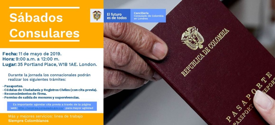 Consulado en Londres realizará Sábado Consular el próximo 11 de mayo