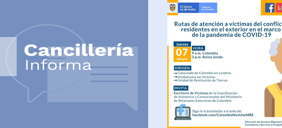 Facebook live sobre las rutas de atención a víctimas del conflicto en el marco de la pandemia COVID -19