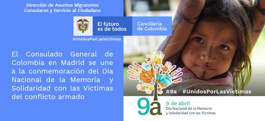 El Consulado de Colombia en Madrid invita a la conmemoración del Día Nacional de la Memoria y la Solidaridad con las Víctimas