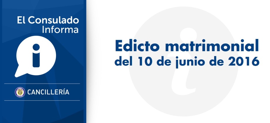 Edicto matrimonial del 10 de junio de 2016