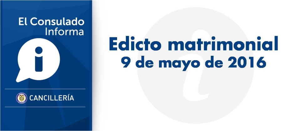 Edicto matrimonial del 9 de mayo de 2016