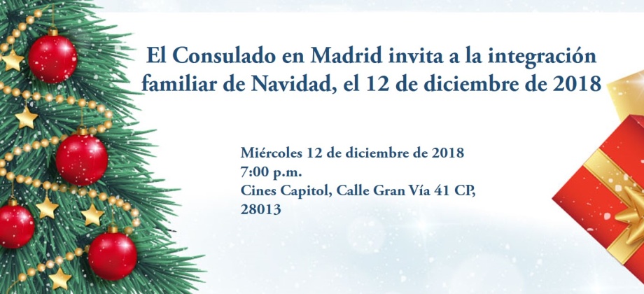 El Consulado de Colombia en Madrid invita a la integración familiar de Navidad, el 12 de diciembre de 2018
