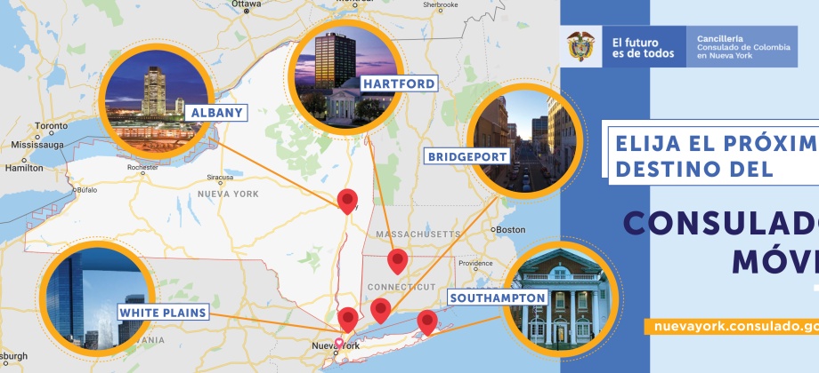 Por primera vez los colombianos en Nueva York y Connecticut podrán elegir el destino del Consulado Móvil