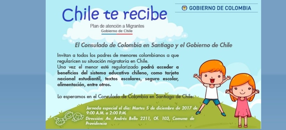 Martes, 5 de diciembre: gran jornada de regularización de niños, niñas y adolescentes en el Consulado General en Santiago