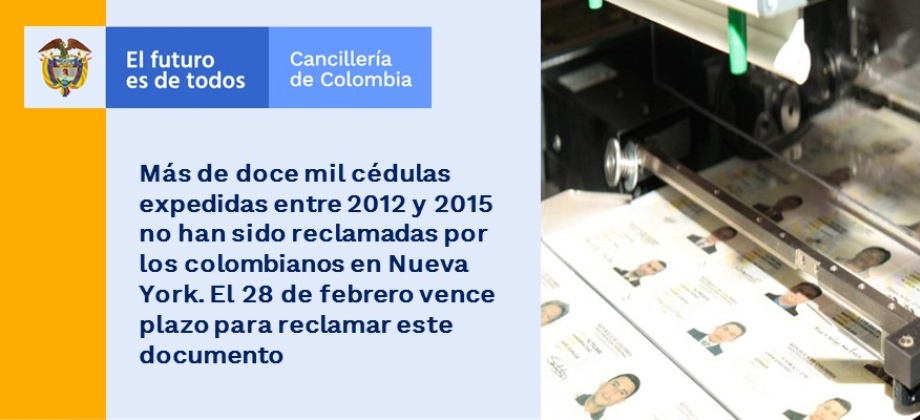 Más de doce mil cédulas expedidas entre 2012 y 2015 no han sido reclamadas por los colombianos en Nueva York