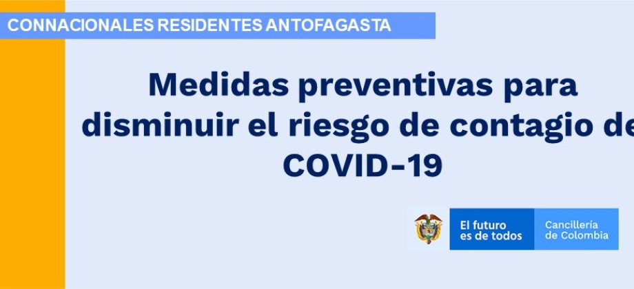 Medidas preventivas para disminuir el riesgo de contagio de COVID