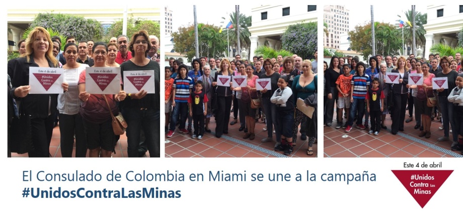 El Consulado de Colombia en Miami se une a la campaña #UnidosContraLasMinas