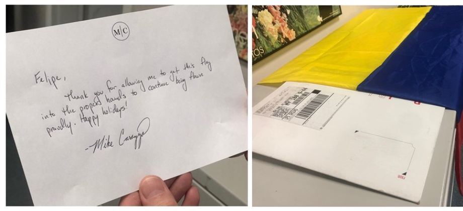 Michael Casazza, un norteamericano que devuelve al Consulado en Nueva York una bandera colombiana para que “siga ondeándose con orgullo”