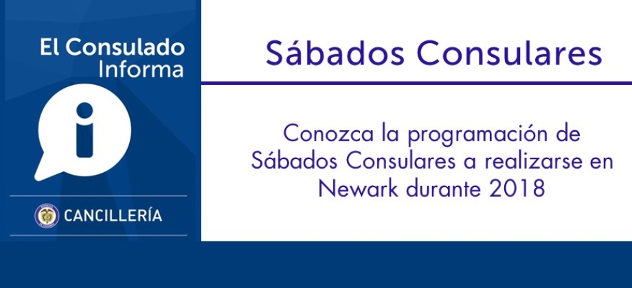Conozca la programación de sábados consulares a realizarse en Newark durante 2018