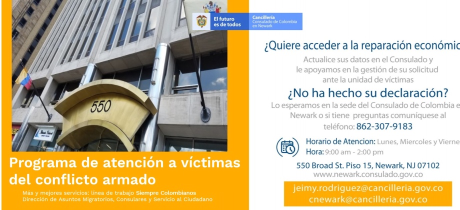 El Consulado de Colombia en Newark informa sobre su programa de atención a víctimas del conflicto armado