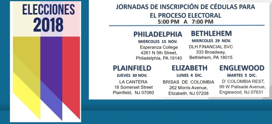 El Consulado de Colombia en Newark realizará jornadas de inscripción de cédulas para las Elecciones 2018