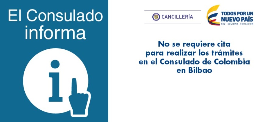 No se requiere cita para realizar los trámites en el Consulado en Bilbao