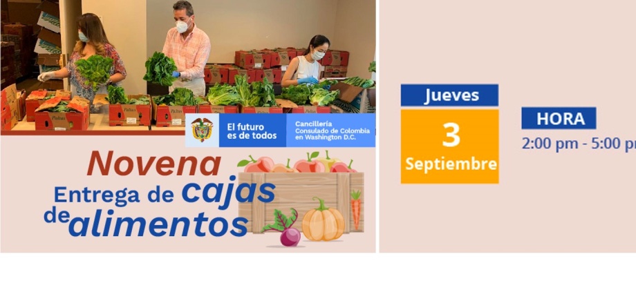 El Consulado de Colombia en Washington realizará la novena entrega de alimentos a los colombianos afectados por el COVID-19