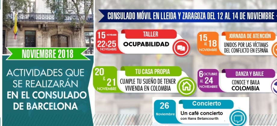 Prográmese con las actividades preparadas por el Consulado de Colombia en Barcelona para noviembre de 2018