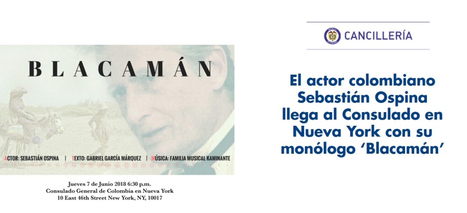 El actor colombiano Sebastián Ospina llega al Consulado en Nueva York con su monólogo ‘Blacamán’