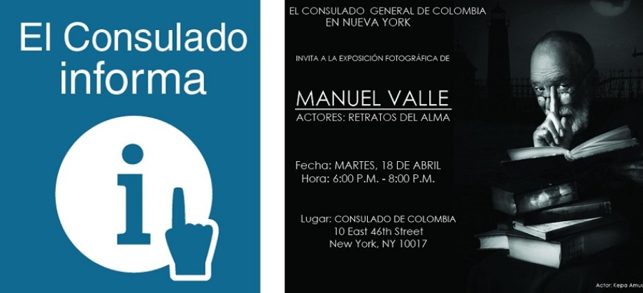 Llega al Consulado de Nueva York la exposición fotográfica de Manuel Valle, ‘Actores: Retratos del alma’
