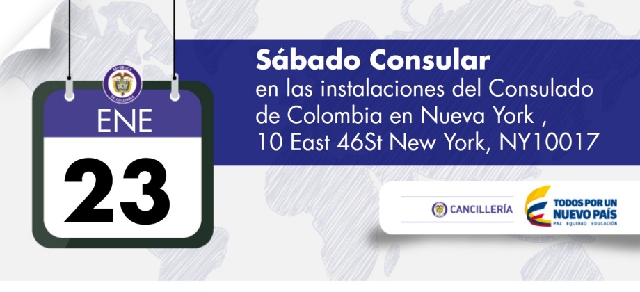 El Consulado de Colombia en Nueva York realizará una jornada de Sábado Consular el próximo 23 de enero