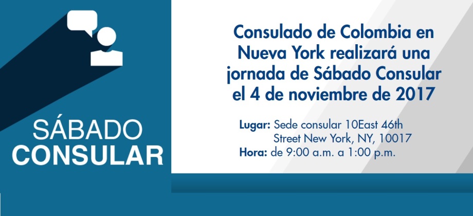 Consulado de Colombia en Nueva York realizará una jornada de Sábado Consular el 4 de noviembre de 2017